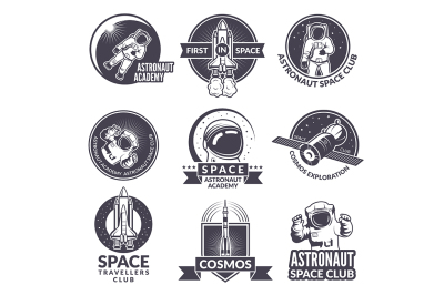 Emblems, labels or logos of space theme 