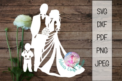Wedding couple and boy silhouette cutting file SVG DXF PDF JPEG PNG