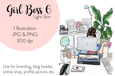 Watercolor Fashion Illustration - Girl boss 6 - Light Skin