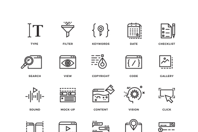 Seo and development line thin vector icons