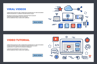 Video and digital marketing web banners set