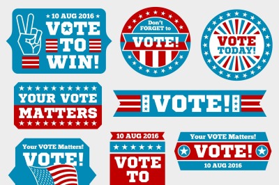 American presidential election 2016 badges and vote labels