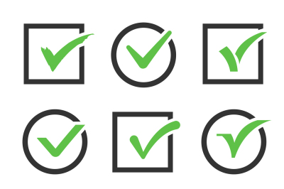 Check mark icon boxes vector set