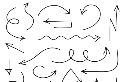 Black arrows icons in hand drawn style