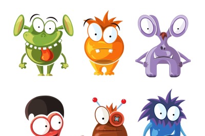 Cartoon cute character monsters vector set