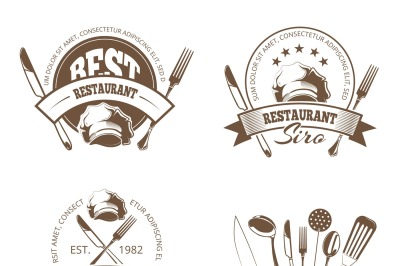 Vector restaurant labels, emblems, badges, logos for menu design