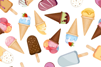 Ice cream sweet desserts vector seamless pattern