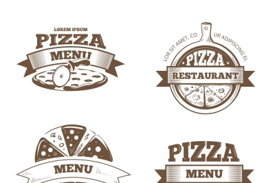 Pizza menu restaurant vector labels, logos, badges, emblems set