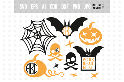 Halloween monogram SVG Bundle - svg, eps, ai, dxf, png, jpg