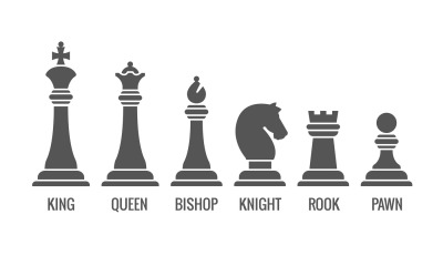 Named chess piece vector icons set