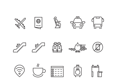 Airport thin line vector icons