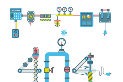 Page not found error 404 vector concept with robots and machinery