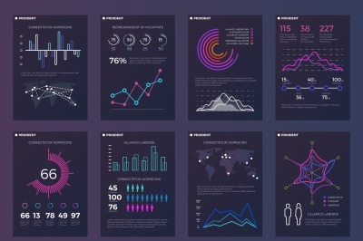 Infographics, brochures vector templates for business reports with lin