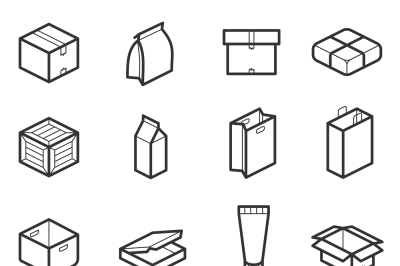 Packaging outline vector icons