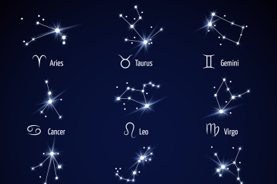 Zodiac signs. Vector astrology horoscope symbols or zodiacal icons