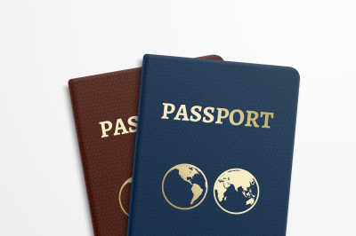 Passports international identification document. Vector travelling con