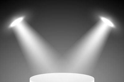 Realistic pedestal&2C; 3d empty podium with spotlights vector illustratio