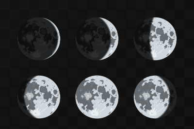 Moon phases vector set