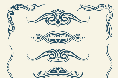 Vintage calligraphic floral design vector elements