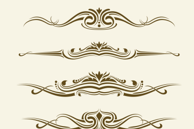 Retro flourishes page dividers&2C; decorative ornament borders. Vector ca