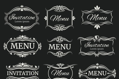 Calligraphic decorative vector frames for menu and wedding invitation