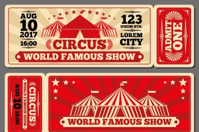 Circus magic show entrance vector tickets templates
