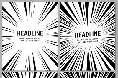 Business brochure with radial comic speed lines. Vector template