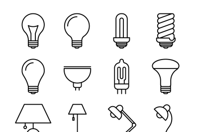 Lamp line vector icons