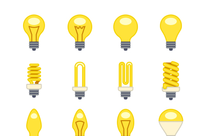 Light bulb flat vector icons