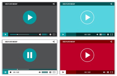 Video player interface for web and mobile apps. Vector mockup ui templ