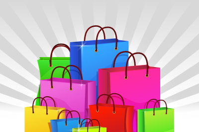 Color shopping bags. Discount concept. Vector illustration