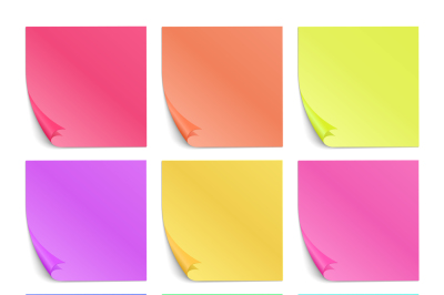 Color post its paper stickers for notes vector set