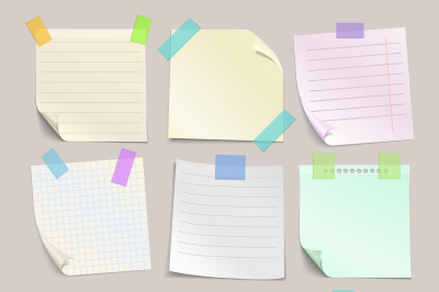 Stick note papers vector set