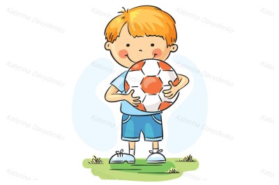 Little boy holding football