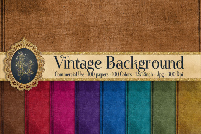 Vintage Background, Antique Digital Papers in100 Colors