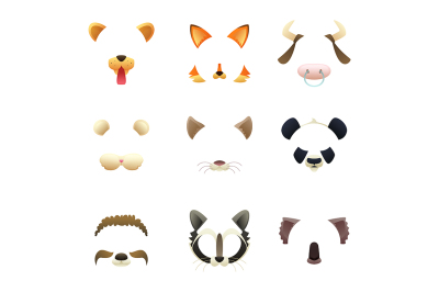 Masks of funny animals. Ears and nose