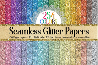 254 Seamless Glitter Digital Papers 12 x 12 inch