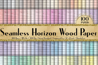 100 Seamless Horizon Wood Digital Papers 12 x 12 in