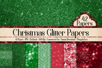 42 Luxury Christmas Shimmering Glitter Digital Papers