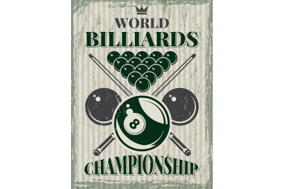 Retro sport poster for billiard club