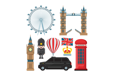 Vector collection set of london landmarks