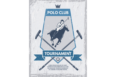 Retro poster of polo club. Vector template with place for your text