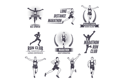 Sport labels at marathon theme for sport teams