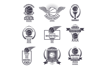 Sport labels for basketball club. Vector badges for champions