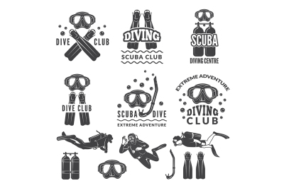 400 3482968 34d8eba45dff97286f426cff2c0b53ec4b7b2d66 silhouette of scuba and divers labels for sea sport club