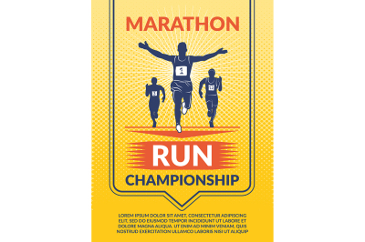 Vector poster for sport club. Marathon runners