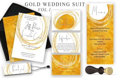 Gold Wedding Cards Suit Vol.1