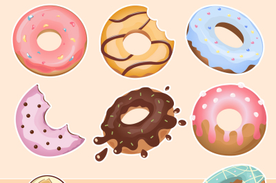Cute Donuts Clipart Set