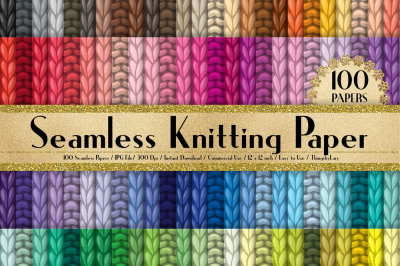 100 Seamless Knitting Digital Papers 12 x 12 inch