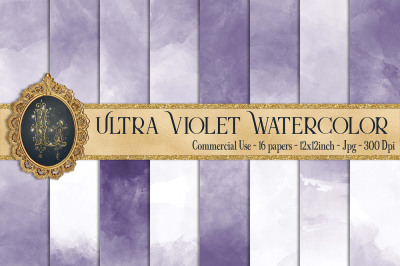 16 Ultra Violet Ombre Watercolor Texture Digital Papers